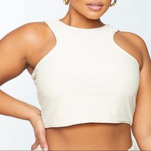 cream racer back crop top